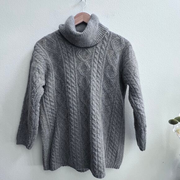 Charter Club Lambswool Gray Turtleneck Chunky Knit Long Sleeve Sweater Women's M - Picture 1 of 7